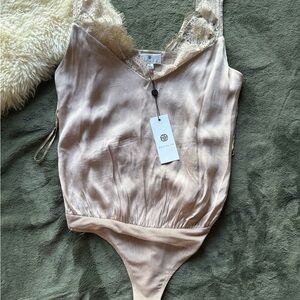 Socialite Beige Lace-Accent Top